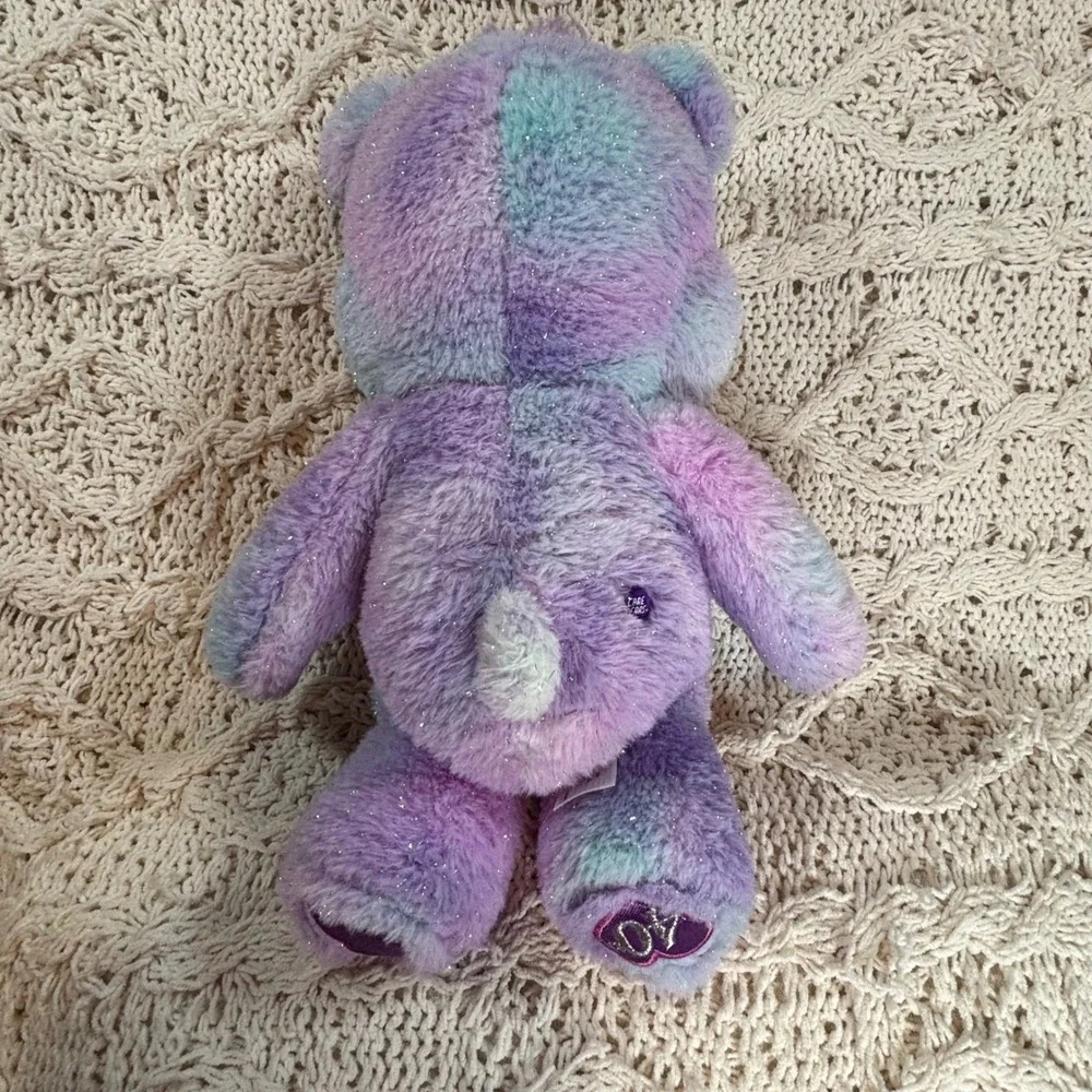 Care Bears Care-A-Lot Bear 40th Anniversary Plush Tie Dye Glitter 2022 Basic Fun